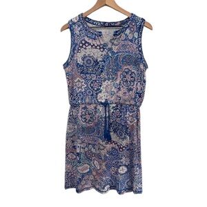 T by Talbots Blue Pink Sleeveless Sundress Medium Petite